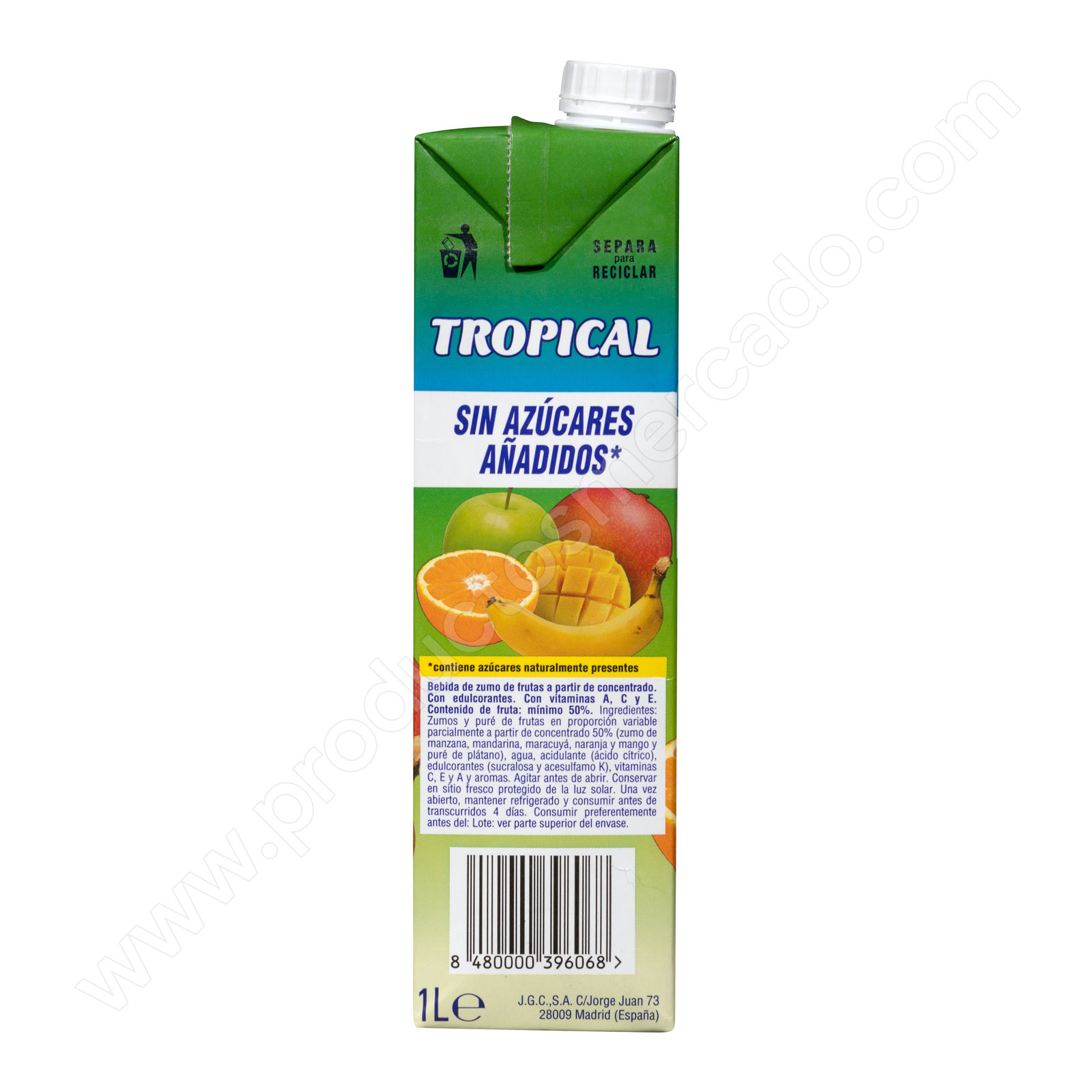 Bebida con zumo de frutas tropical sin azúcares añadidos Hacendado