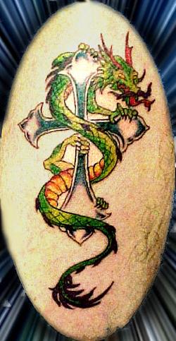 Latin King tattoo - Rate My Size:500x667. Red dragon cross tattoo on upper 