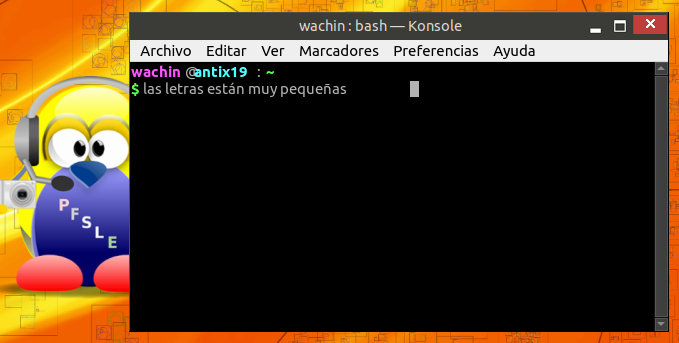 Konsole tiene letras muy pequeñas y no se pueden ver bien (en entornos No KDE)