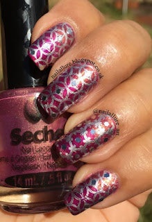 Seche IBD BP-L004 Silver Stamping & Hex Glitter Manicure