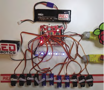 Raspberry Pi to control servos and motors.