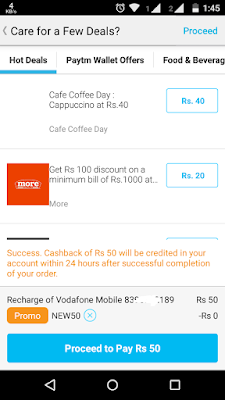 [Free Recharge] 100 % Cashback On Recharge Of Rs. 50 # Paytm (Proof Added)