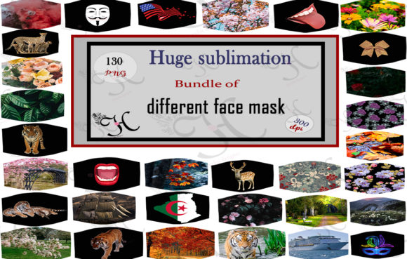 130 Sublimation Face Masks Bundle