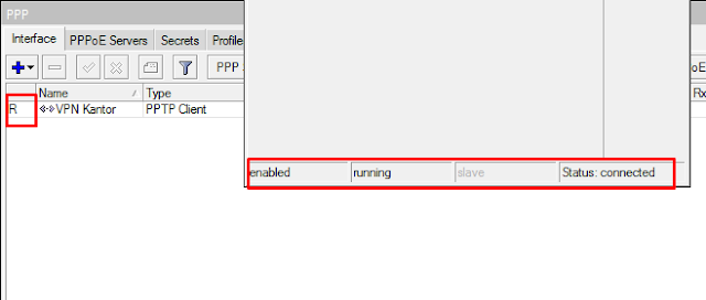 Status Koneksi PPTP VPN Mikrotik