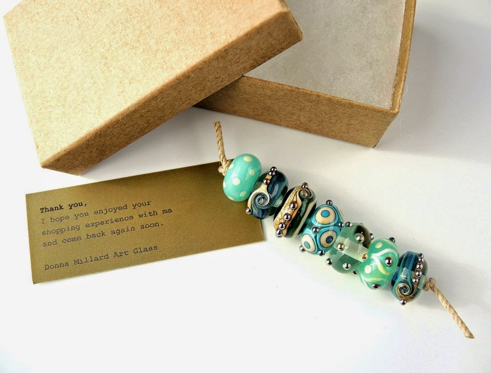Lampwork beads from Donna Millard.