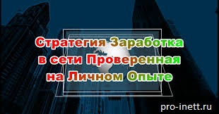 стратегия заработка в сети