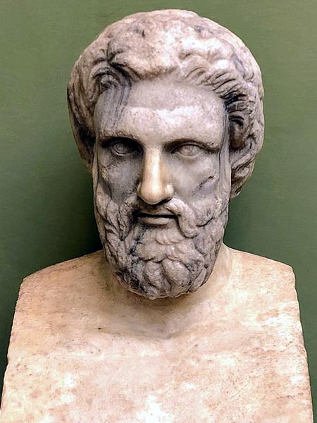 marble bust of a bearded, nicely-coiffed man with a Roman nose
