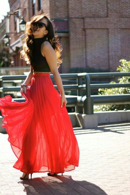 Red Chiffon Maxi Dress 