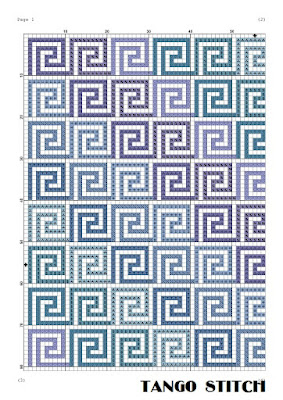 Light blue gradient ornament easy cross stitch pattern