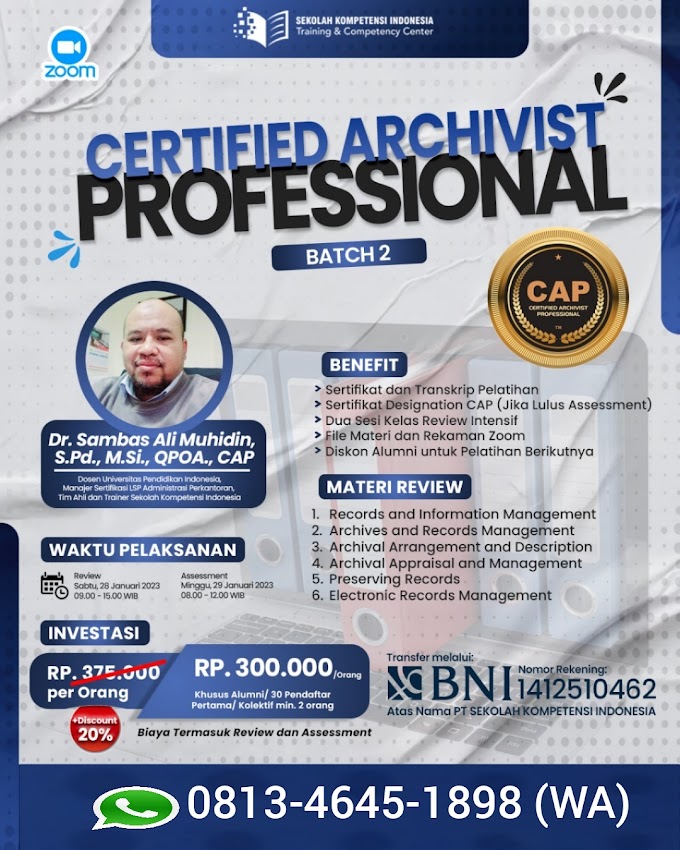 WA.081346451898 | Certified Archivist Professional (CAP) 28 Januari 2023