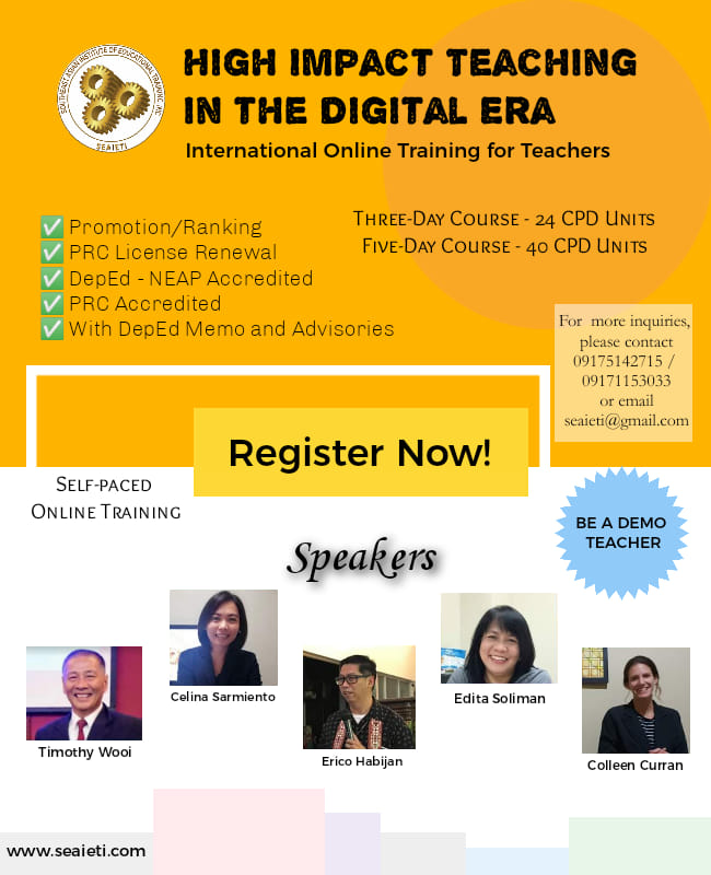 International Online Training for Teachers | DepEd & PRC Accredited | 24 - 40 CPD UNITS | Self-Paced with DepEd Advisories in All Regions