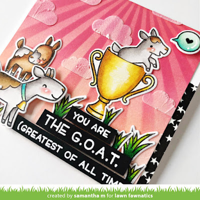 You are the GOAT Card by Samantha Mann for Lawn Fawnatics Challenge, Lawn Fawn, Distress Inks, Card Making, Handmade Cards, #lawnfawnatics #lawnfawn #lawnfawnaticschallenge #cardmaking #goat #handmadecards