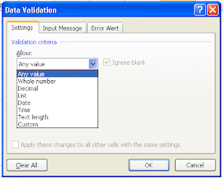 cara seeting data validation