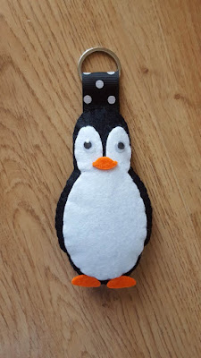 Felt penguin key chain