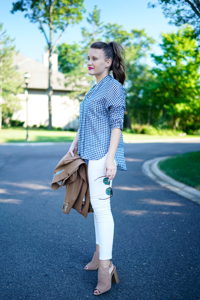 Gingham shirts, gingham for fall, gingham style, white after labor day