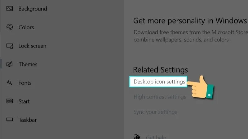 Tiếp theo, chọn Desktop icon settings (Thiết lập biểu tượng) Tiếp theo, chọn Desktop icon settings (Thiết lập biểu tượng)