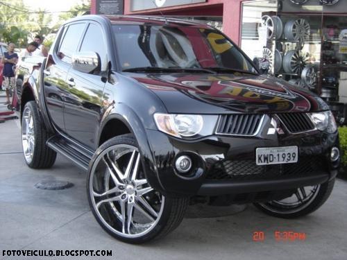 Mitsubishi L200 com Rodas Aro 26 Tuning DUB Marcadores Mitsubishi Rodas