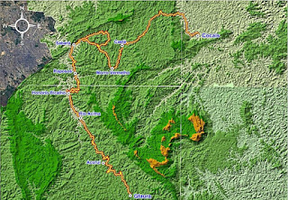 Mapa do Caminho de Sabarabuçu.  Fonte: IER.