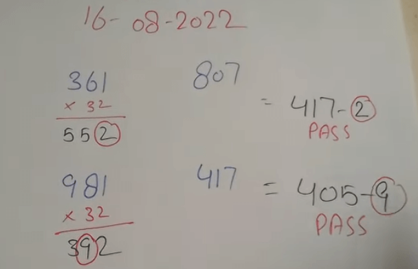 16/08/2022 3UP VIP Total Thailand Lottery -Thailand Lottery 3UP VIP total formula 16/08/2022