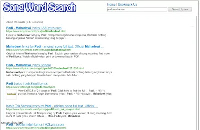 Song Word Search mesin pencari lirik lagu terbaik