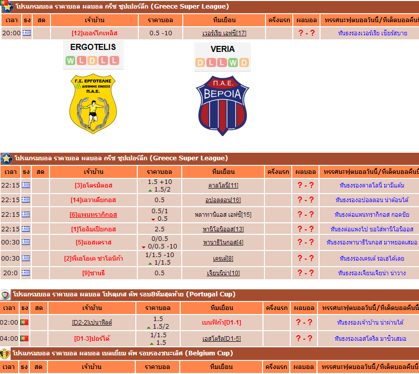 โปรแกรมบอล - Chokdeesports.com