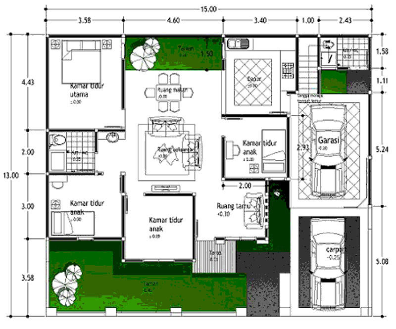  Contoh  Gambar  Denah  Rumah  Besar  1 Lantai Desain Rumah  