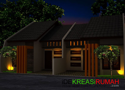 Desain Fasad Rumah Mungil Modern Tropis Type 50