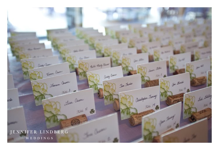 Escort Cards were placed inside Molly's dad made all the cork place card 