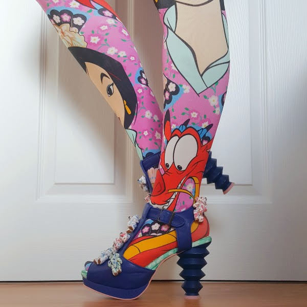 wearing Irregular Choice spiral concept heel with teddies all over uppers