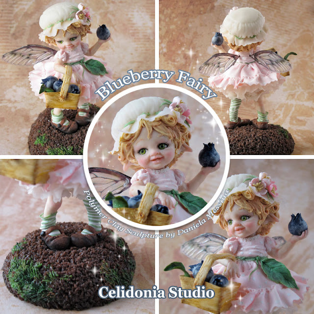 Blueberry fairy -Fatina dei Mirtilli - ooak art doll by Celidonia