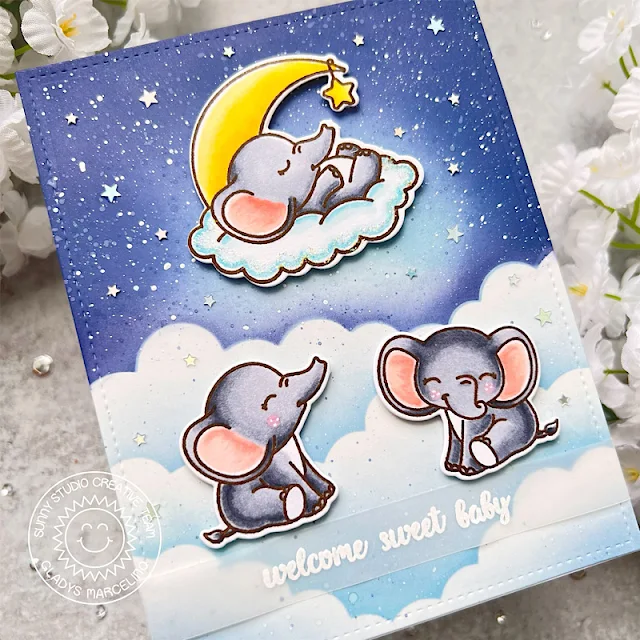 Sunny Studio Stamps: Baby Elephant Card by Gladys Marcelino