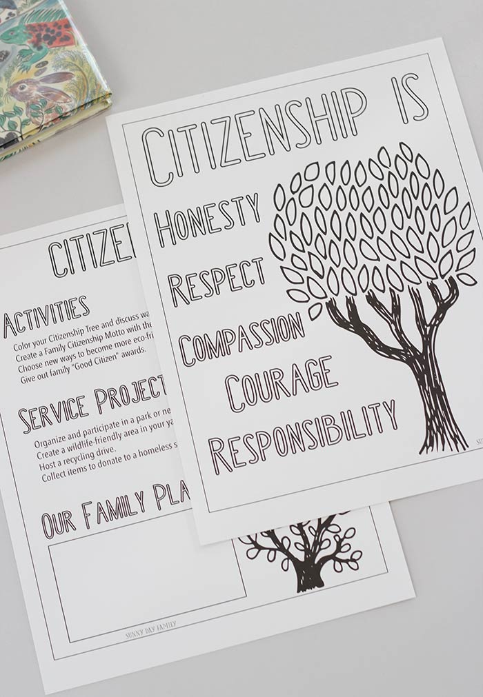 free printable citizenship activities for kids families sunny day family