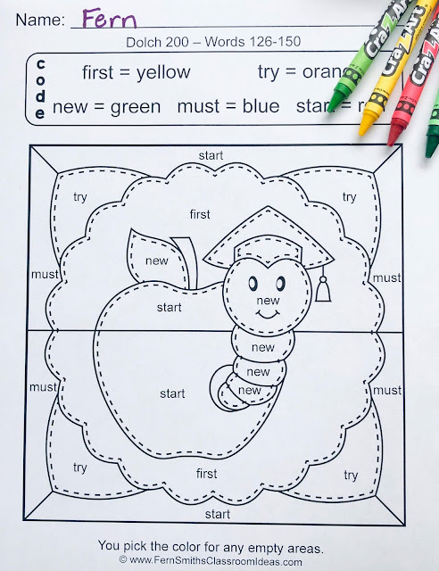 Your students will adore these TWENTY Dolch Words - Dolch 200 Color Your Answers worksheets while learning and reviewing ALL 200 words from the Dolch 200 list. Practice the Dolch Word reading skills at the same time as having some joy and fun of coloring in your classroom! You will love the no prep, print and go Color By Code Worksheets with Answer Keys Included. Bind them altogether for independent seat work, pass one out each morning for morning work / bell work. Perfect for homework that will not have confused and angry parent emails! Perfect for emergency substitute classroom work, answer keys included to help the sub. The possibilities are endless!