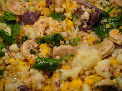 Tri-color cauliflower and Israeli couscous