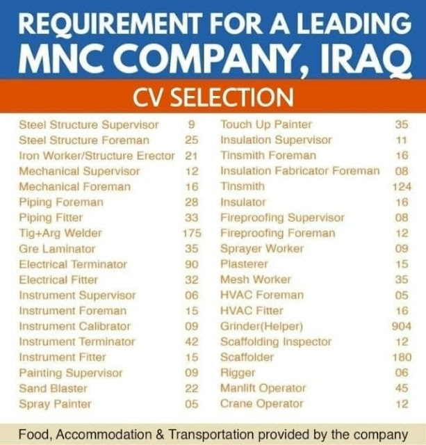 Iraq jobs for MNC Company