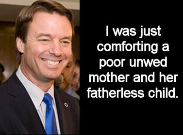 John Edwards says he was just comforting a poor unwed mother and her fatherless child