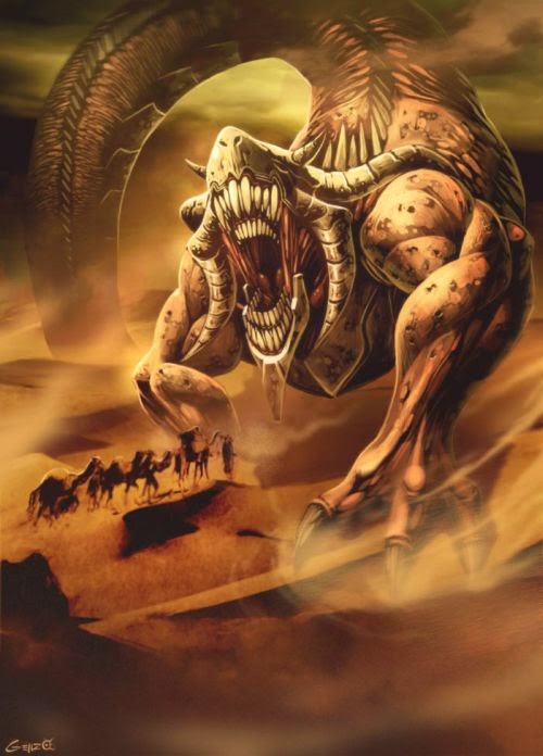 Gonzalo Ordóñez Arias genzoman deviantart illustrations fantasy games monsters mythology gods Azi Sruvara (or Az ī Srūwar, persian mythology monster)