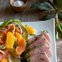Poached Tuna with Citrus-Avocado Salad