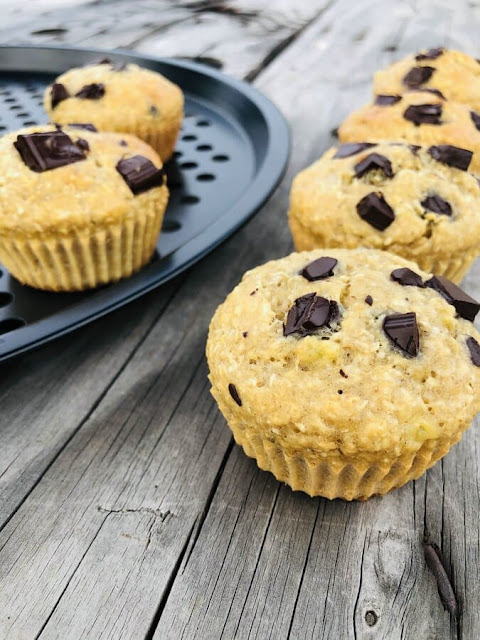 Muffins chocolat -  banane - coco