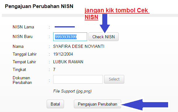 gambar Cara Mengubah NISN di Ijazah Berbeda Dengan Dapodik Melalui Verval PD