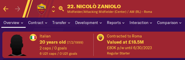 FM20 Wonderkid - Nicolo Zaniolo