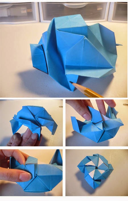  Cara  Membuat Origami  Bunga Mawar Biru Tutorial Kerajinan  