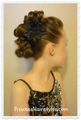 Messy bun faux hawk for long hair. Dance hairstyle tutorial.