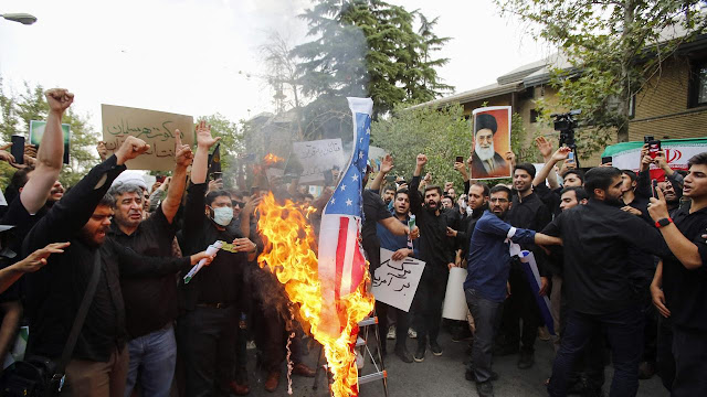 During a protest against the burning of the Koran, Islam's holy book, in Sweden, Iranian students burned a US flag in front of the Swedish embassy in Tehran in July. On July 21, protesters marched in the capitals of Iraq and Iran to protest Sweden's approval of anti-Koranic demonstrations as Stockholm removed personnel from its embassy in Baghdad. Image AFP