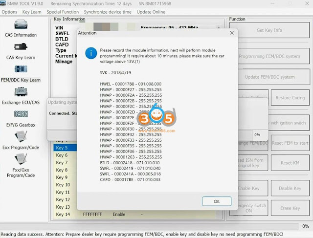 vvdi bimtool program bmw bdc key via obd 3