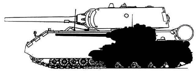 Сравнительные габариты немецкого супертяжелого танка «Маус» и советского среднего танка Т-34/85 