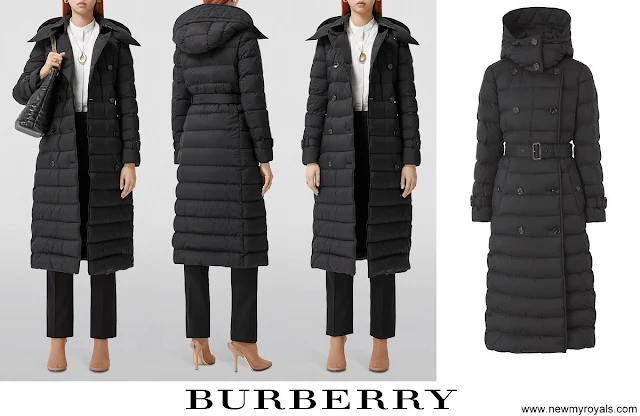 Princess Charlene wore Burberry Down-Filled Detachable-Hood Puffer Coat