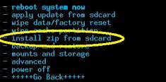 Install zip from SDCard