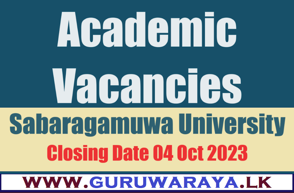 Academic Vacancies - Sabaragamuwa University