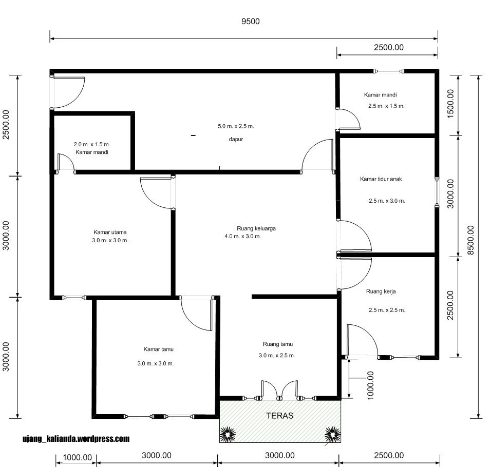 Denah Rumah Minimalis 1 Lantai Type 100 Desain Rumah Minimalis